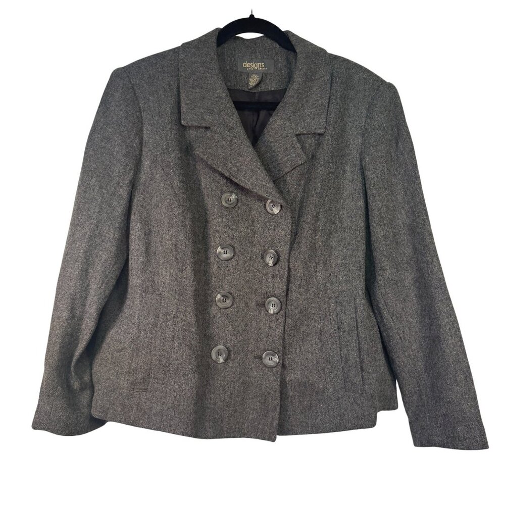 Lane Bryant Designs Womens Size 16 Double-Breasted Wool Blazer  Gray